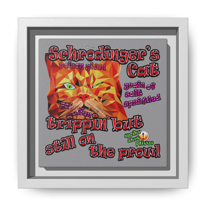 schrodinger's cat - framed canvas art (grey)