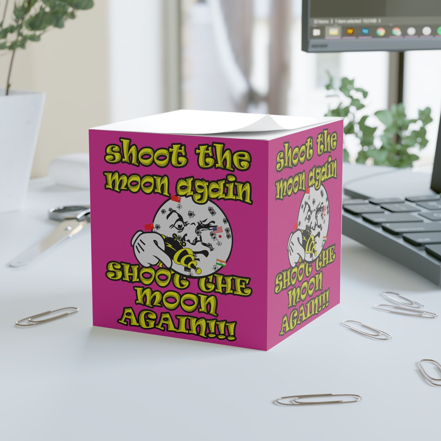 shoot the moon again - note cube (pink)