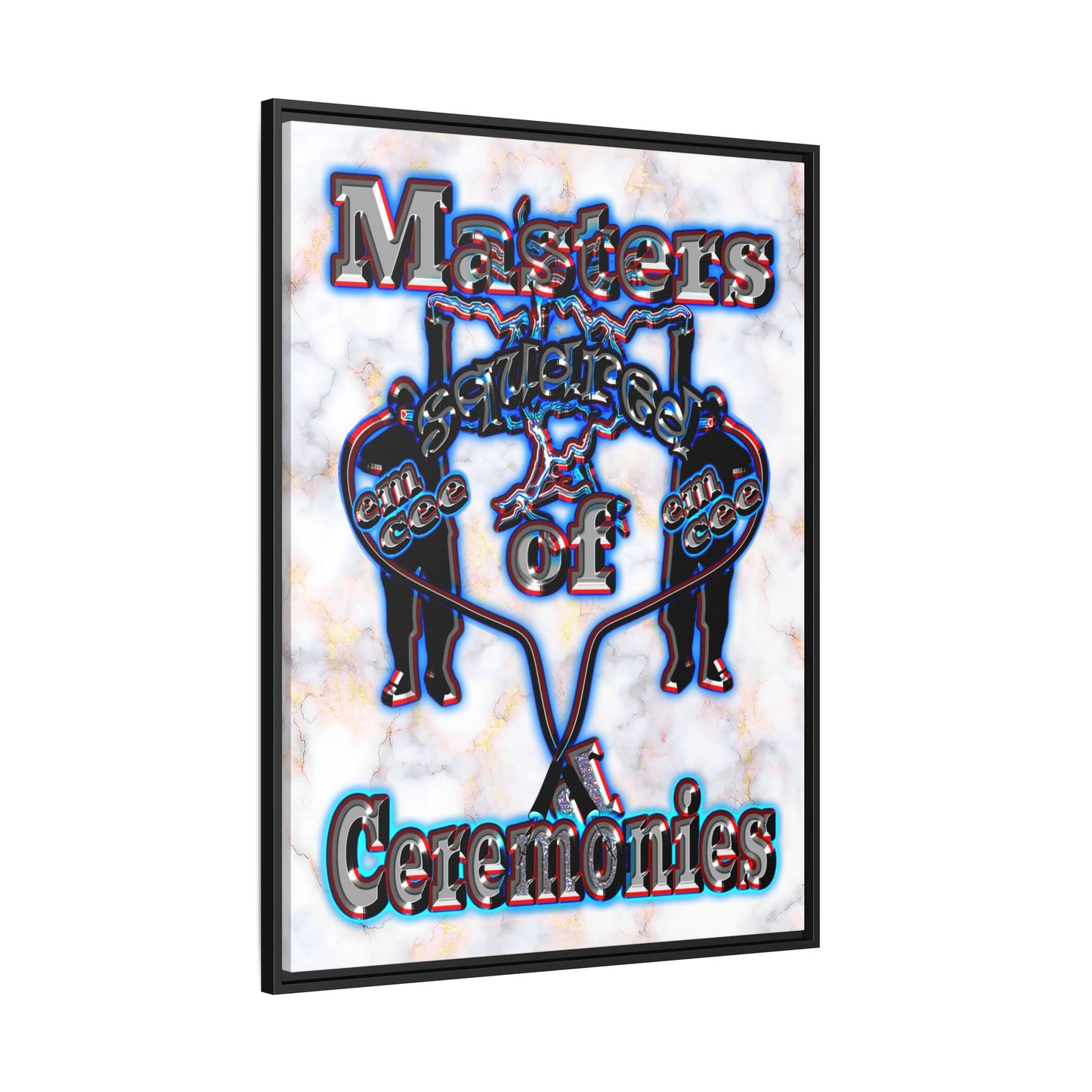 em cee squared - framed canvas art (white marble)
