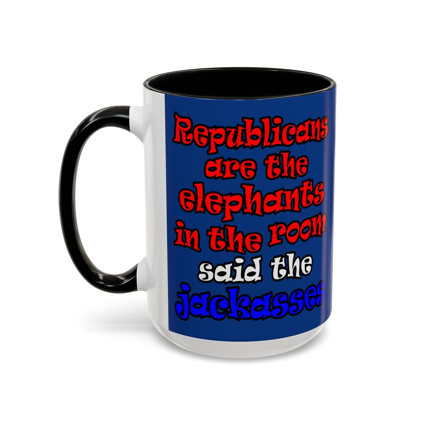 donkeys and elephants - Accent Mug (dark blue)