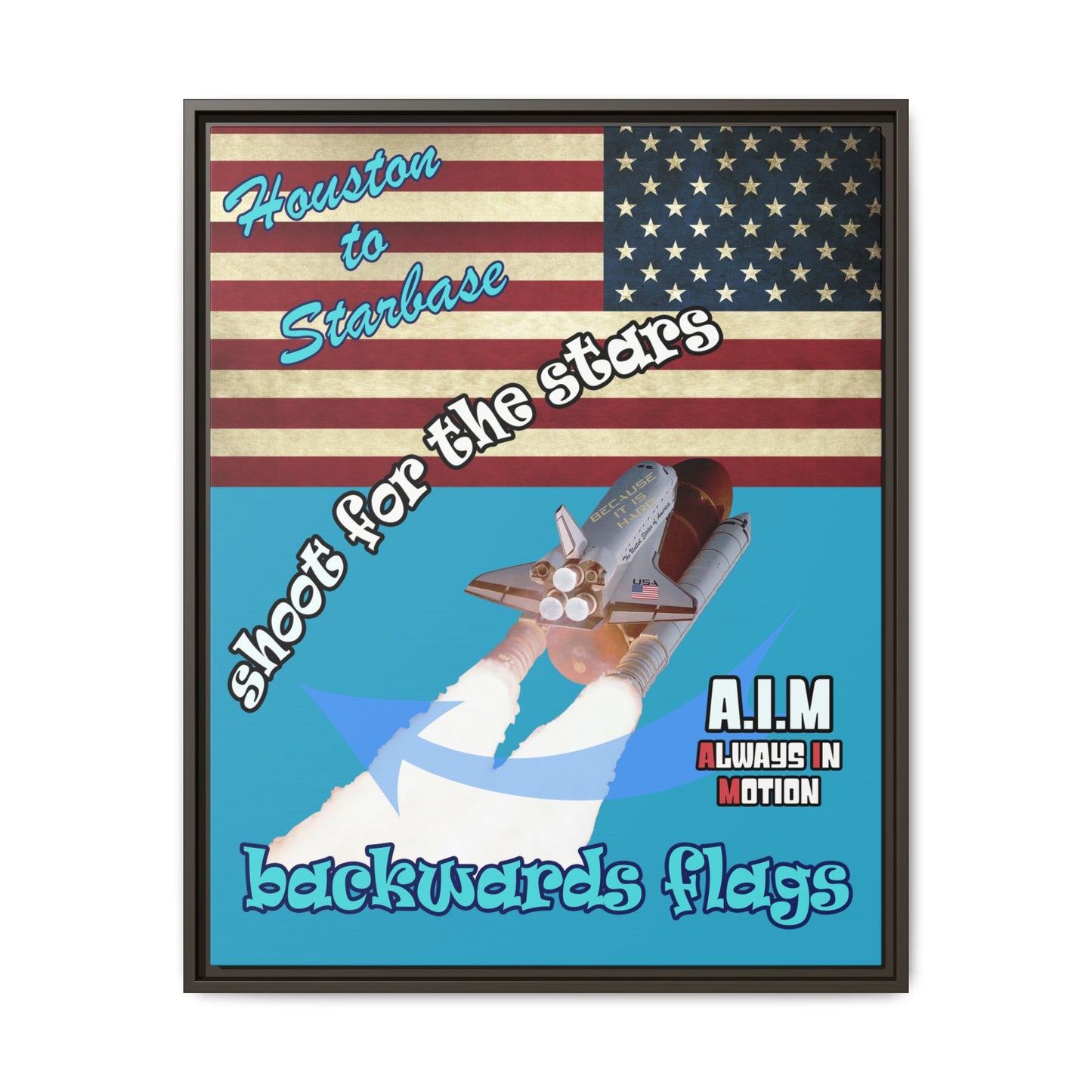 shoot for the stars - framed canvas art (turquoise)
