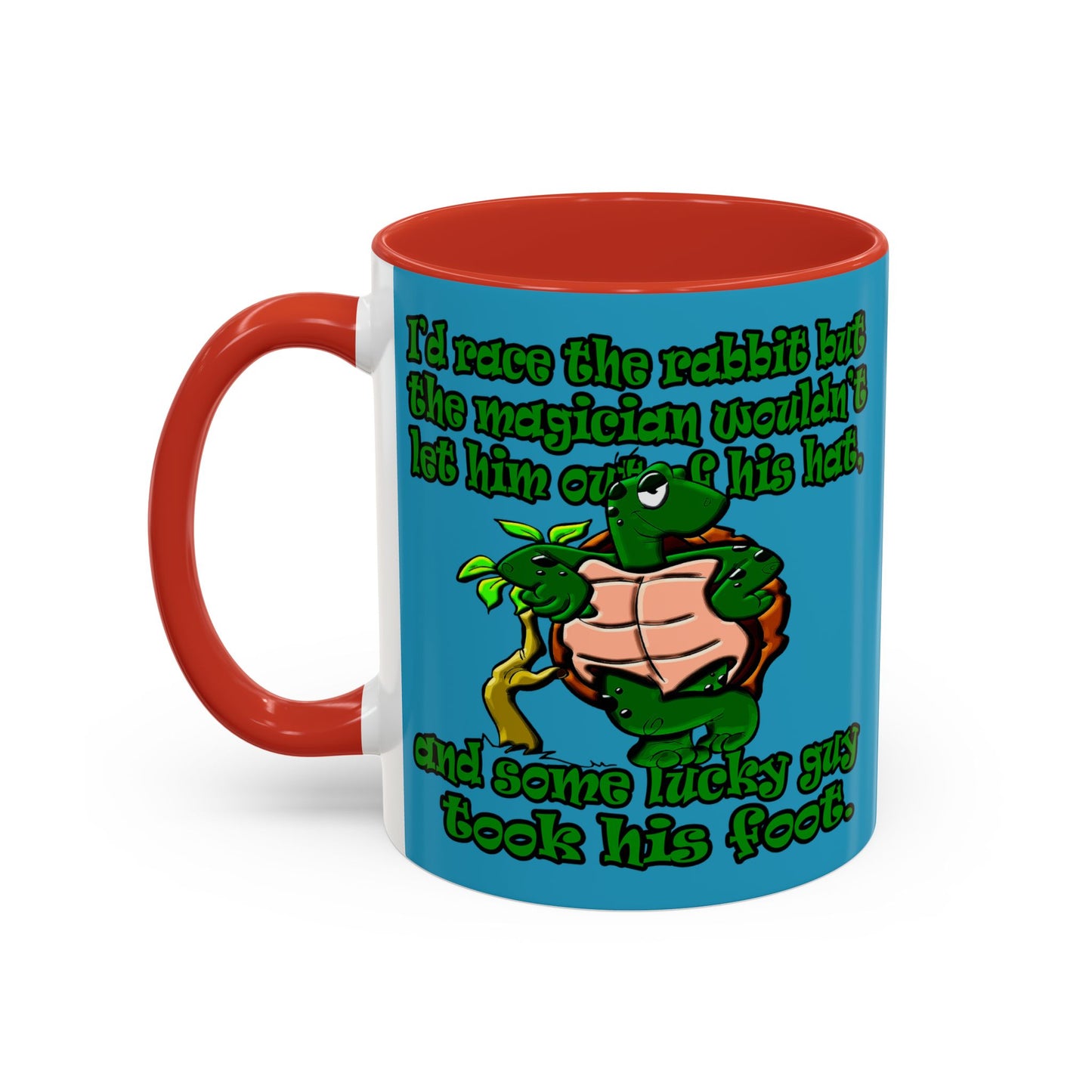 turtle race - Accent Mug (turquoise)
