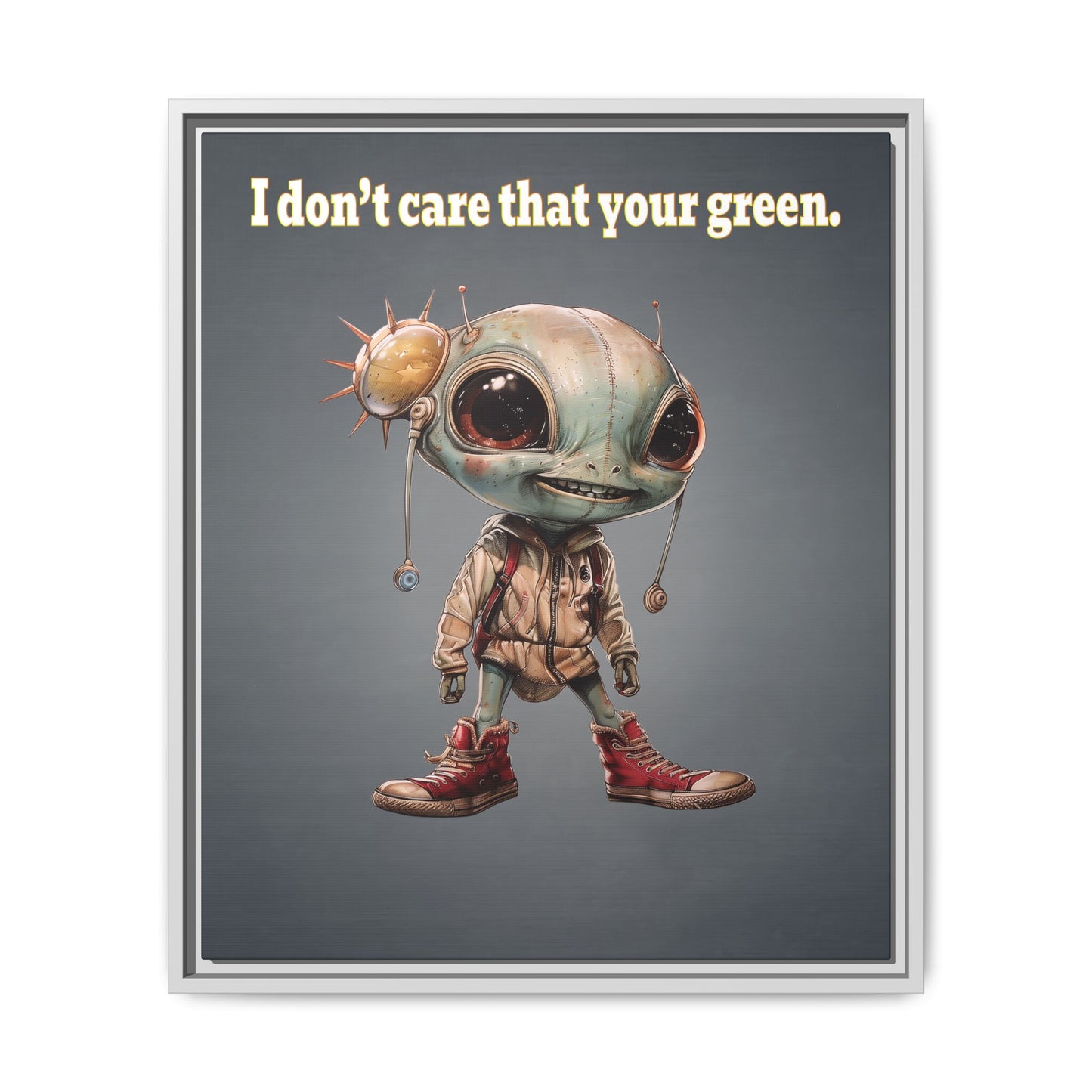 I don't care that your green - framed canvas art (grey-light grey)