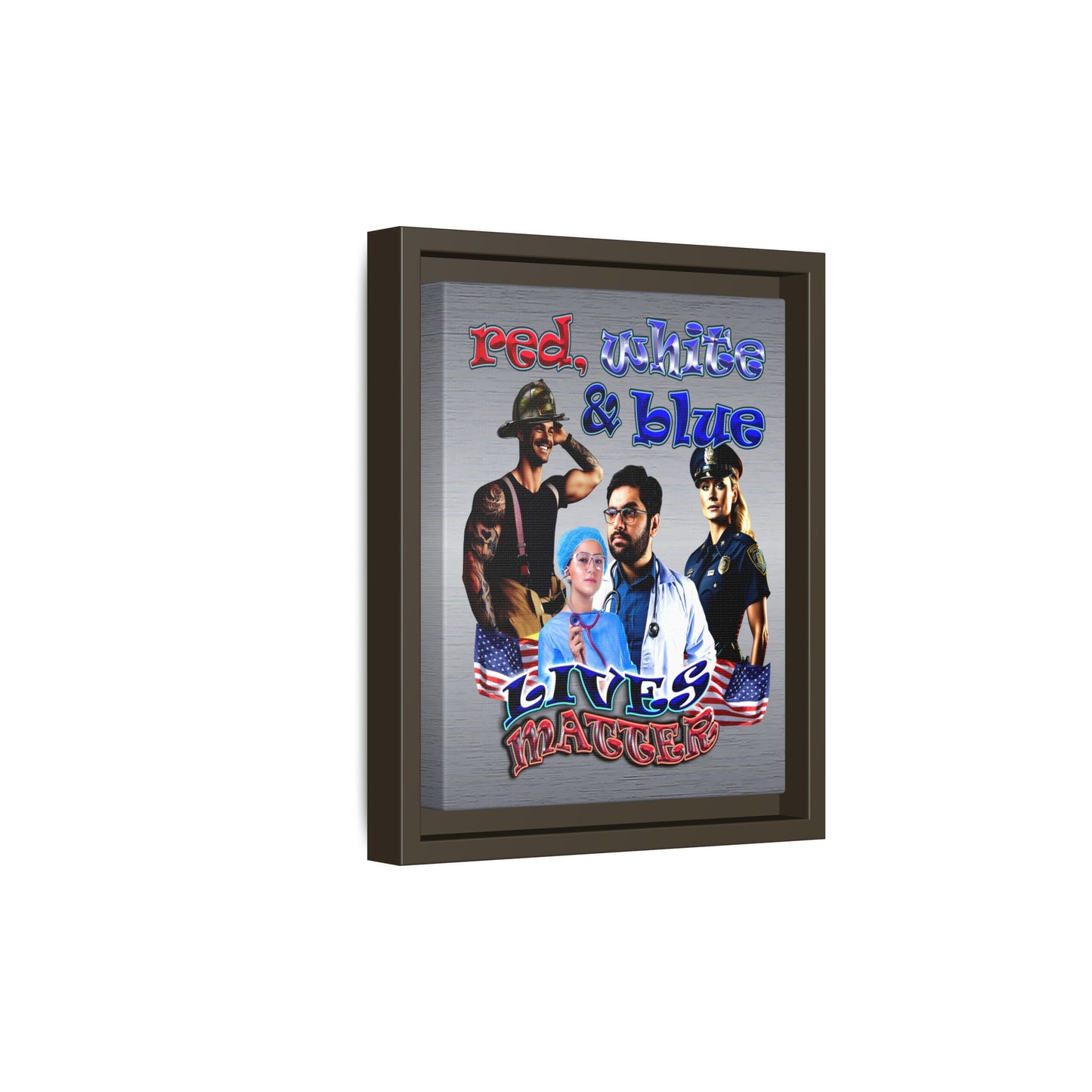 rw&b lives matter - framed canvas art (brushed nickel)