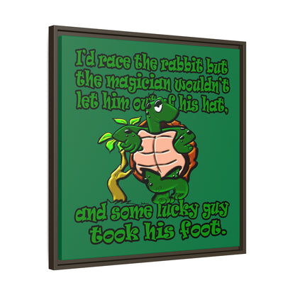 turtle race - framed canvas art (dark green)