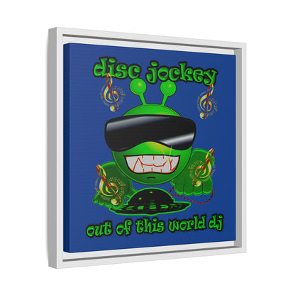 disc jockey - framed canvas art (dark blue)