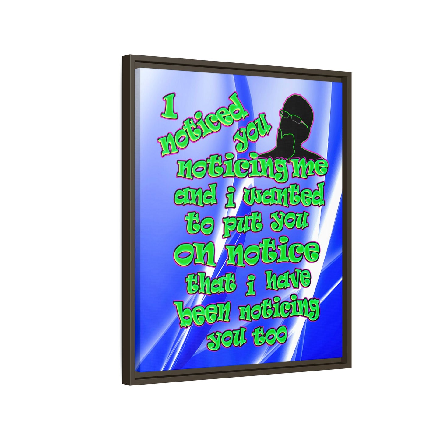 noticed you noticing - framed canvas art (blue-white wave)