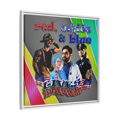rw&b lives matter - framed canvas art (rainbow split)