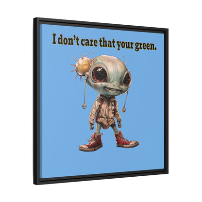 I don't care that your green - framed canvas art (light blue)