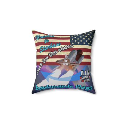 shoot for the stars - Spun Polyester Square Pillow - (grey-pink wave)