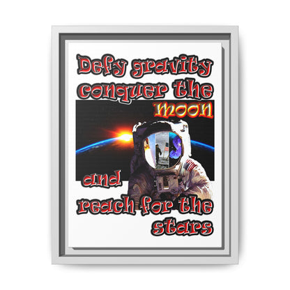 defy conquer reach - framed canvas art (white)