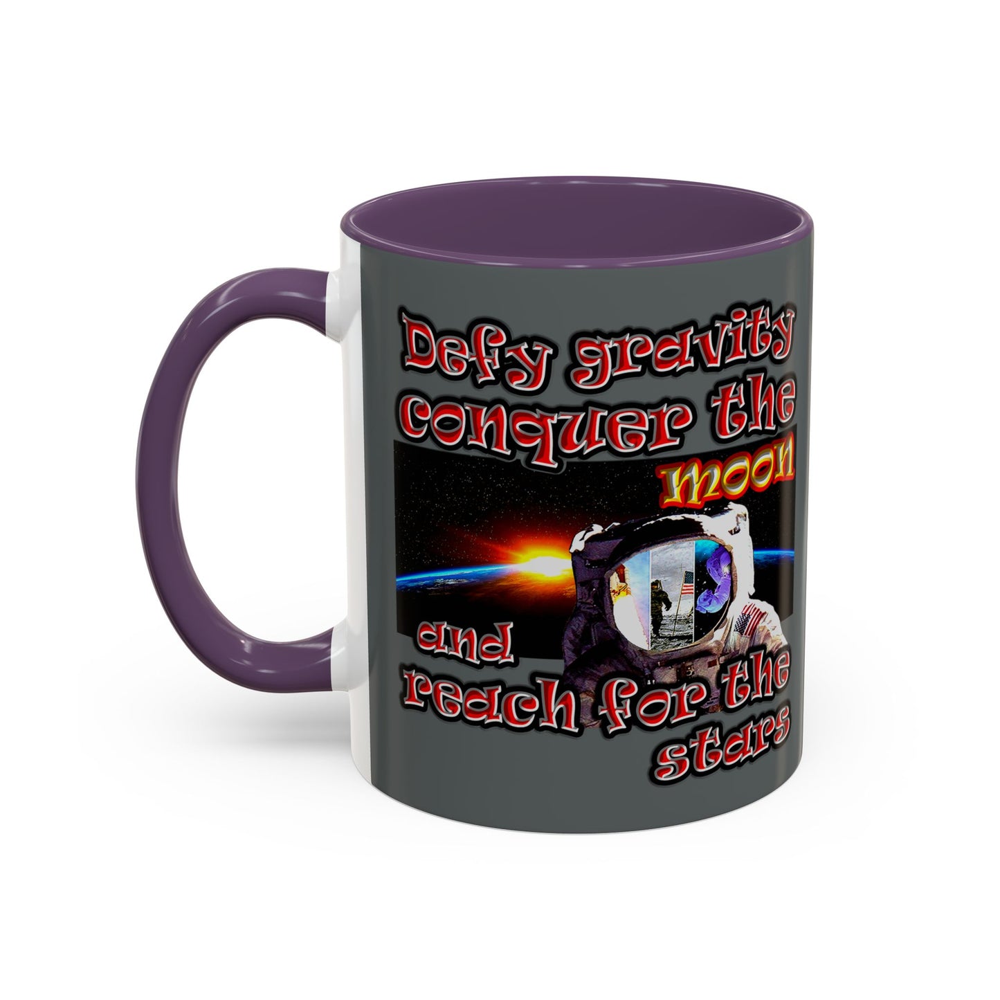 defy conquer reach - Accent Mug (dark grey)