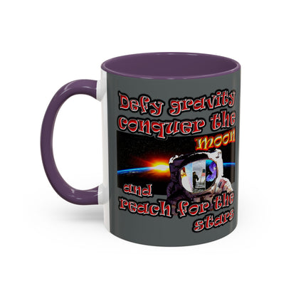 defy conquer reach - Accent Mug (dark grey)