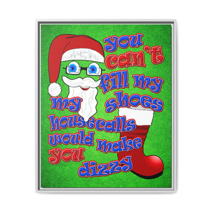 santa's shoes - framed canvas art (green turf)