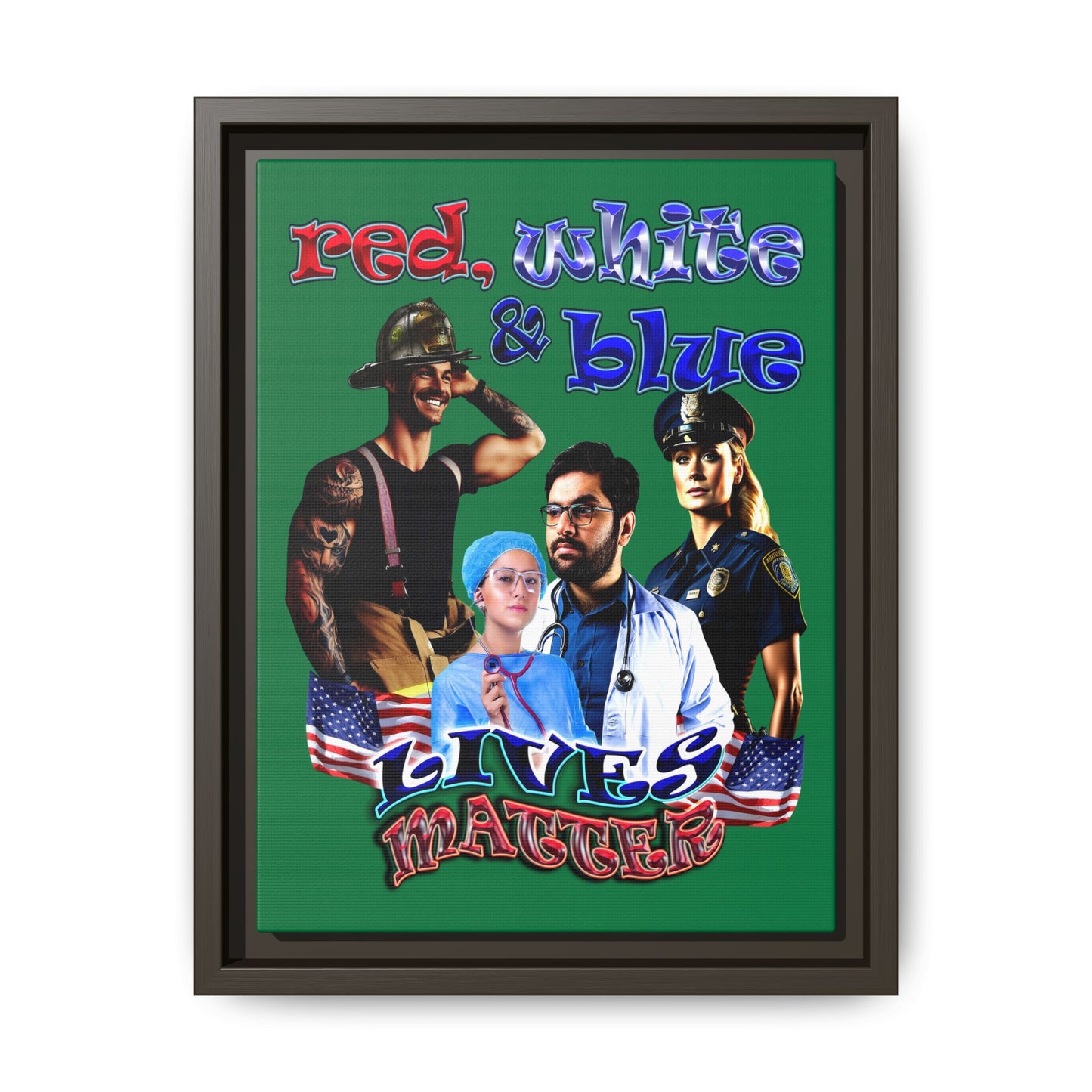 rw&b lives matter - framed canvas art (dark green)