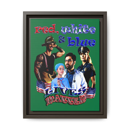 rw&b lives matter - framed canvas art (dark green)