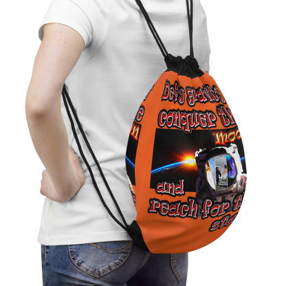 defy conquer reach - Drawstring Bag (orange)