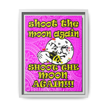shoot the moon again - framed canvas art (pink swirl)