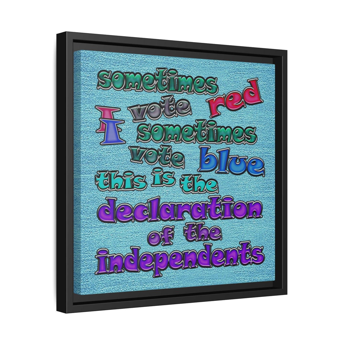 declaration of the independents - framed canvas art (faded blue)