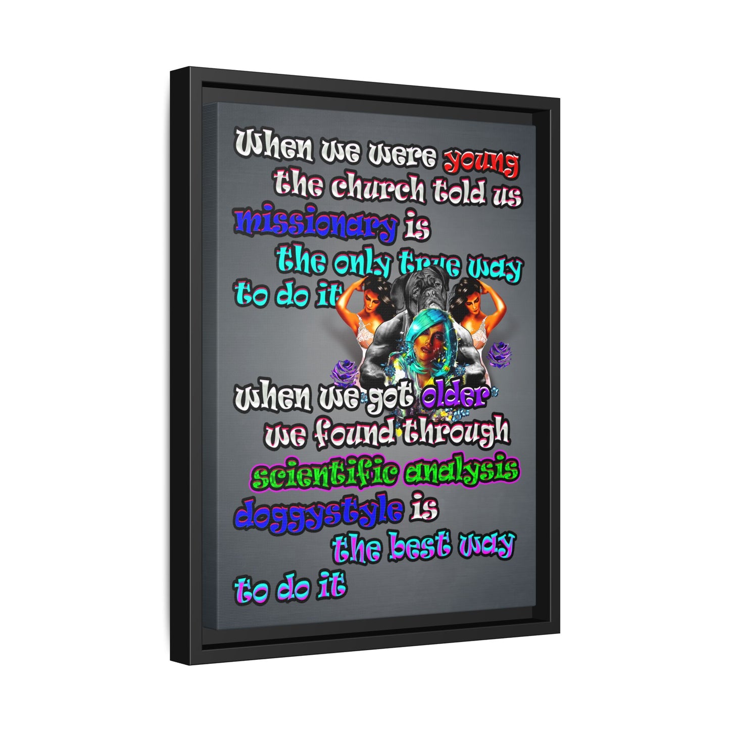 doggystyle - framed canvas art (grey-light grey)