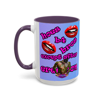 hoes b4 bros - Accent Mug (light blue-purple wave)
