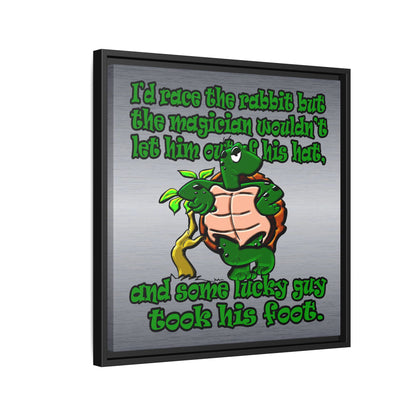 turtle race - framed canvas art (brushed nickel)