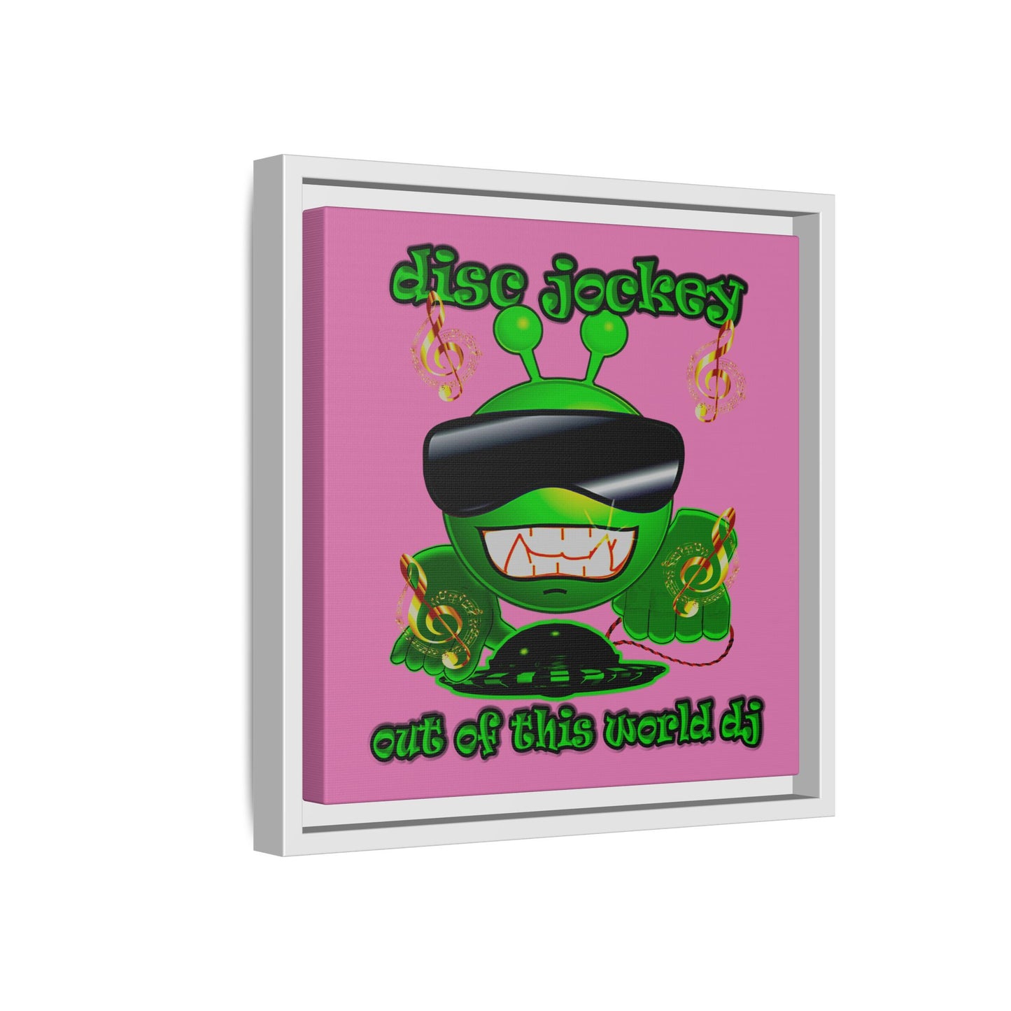 disc jockey - framed canvas art (light pink)