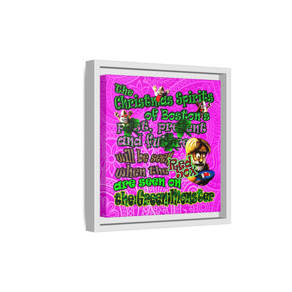 christmas spirits of boston - framed canvas art (pink swirl)