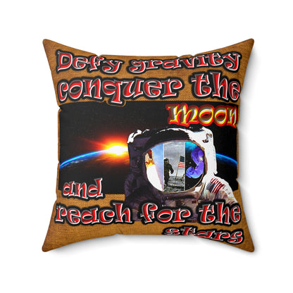 defy conquer reach - Spun Polyester Square Pillow - (dichromatic brown papyrus)