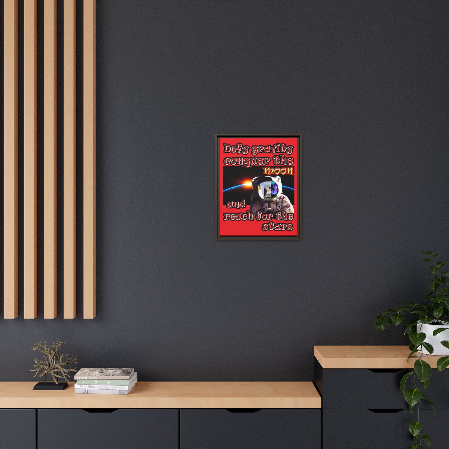 defy conquer reach - framed canvas art (red)
