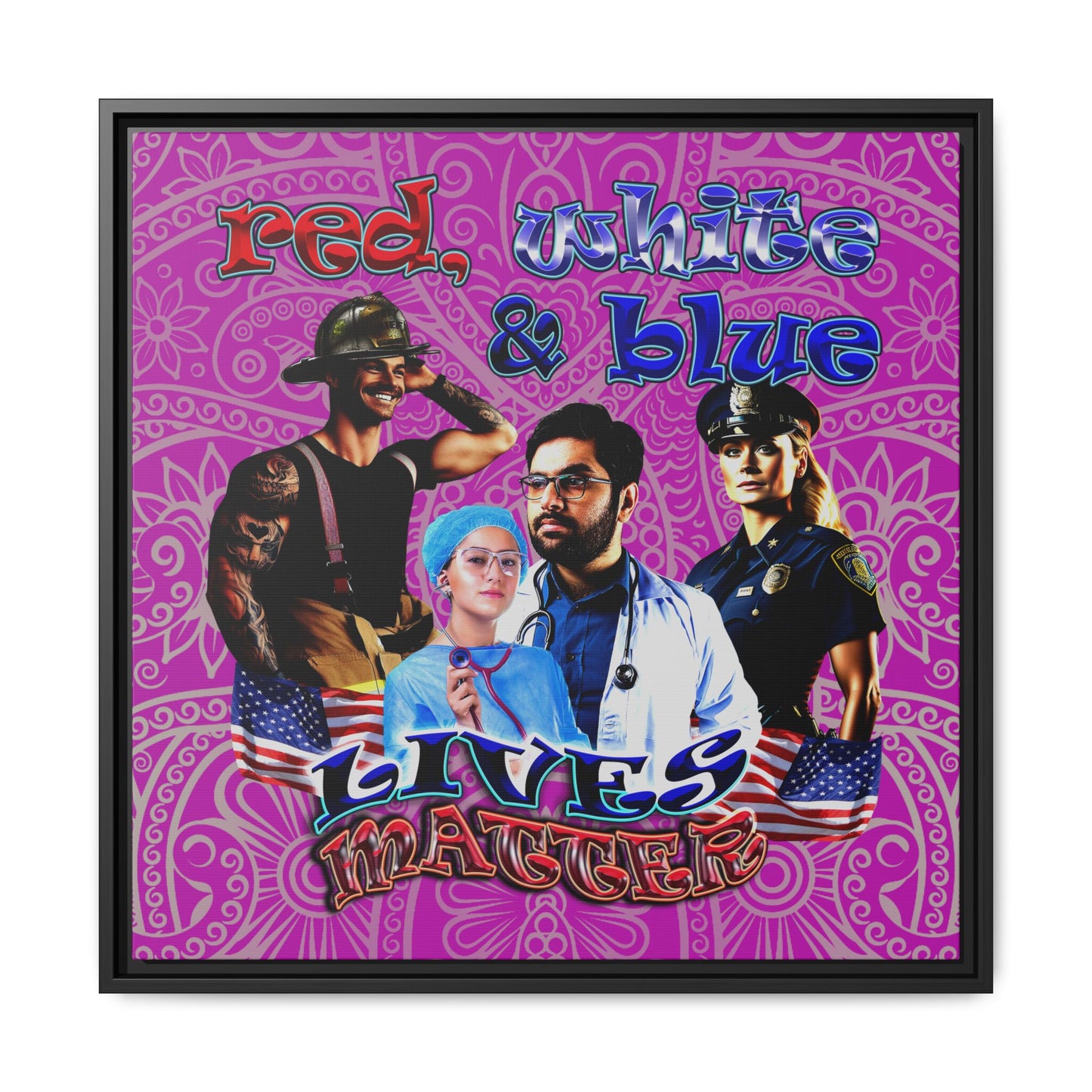 rw&b lives matter - framed canvas art (pink swirl)