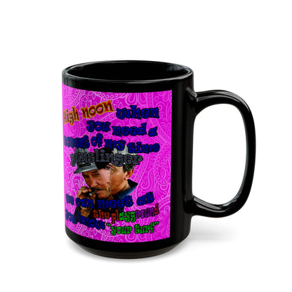 high noon - Black Mug (pink swirl)