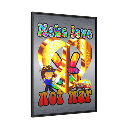love peace - framed canvas art (brushed nickel)