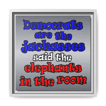 donkeys and elephants - framed canvas art (brushed nickel)