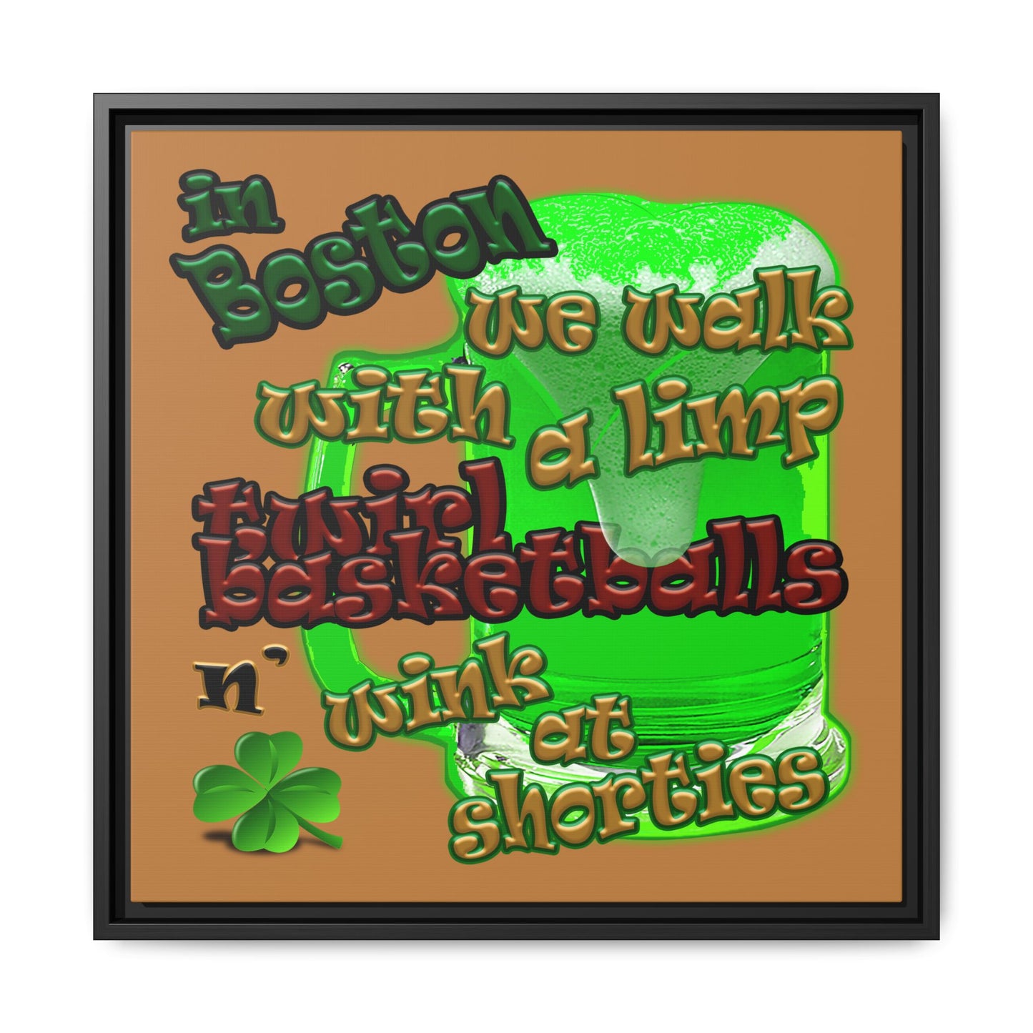 celtics logo - framed canvas art (light brown)