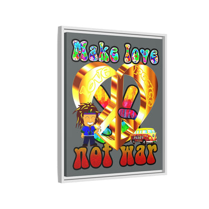 love peace - framed canvas art (dark grey)