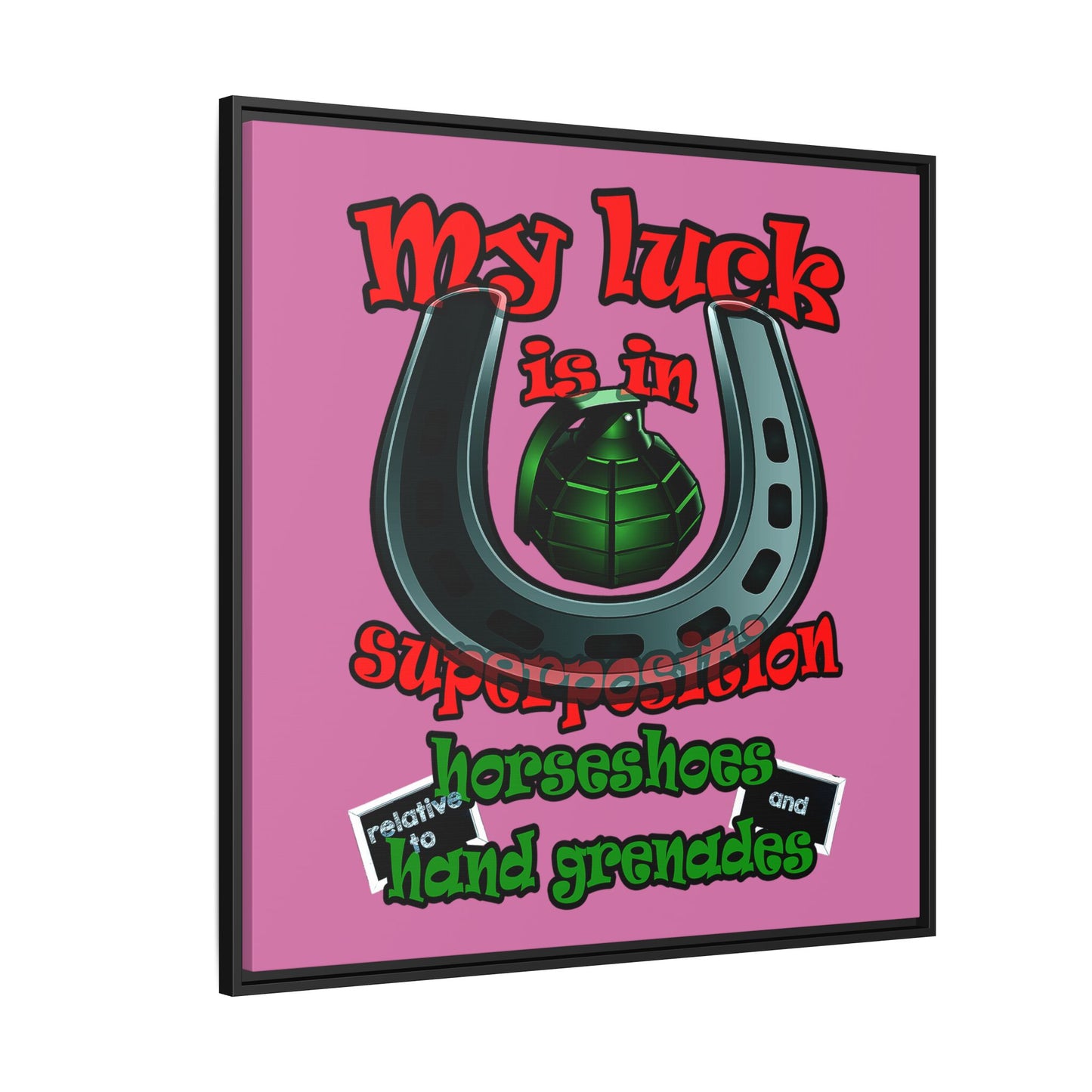 my luck - framed canvas art (light pink)