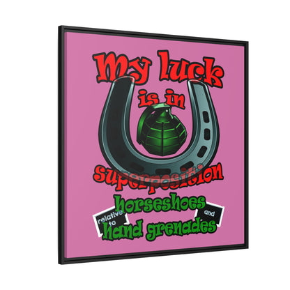 my luck - framed canvas art (light pink)
