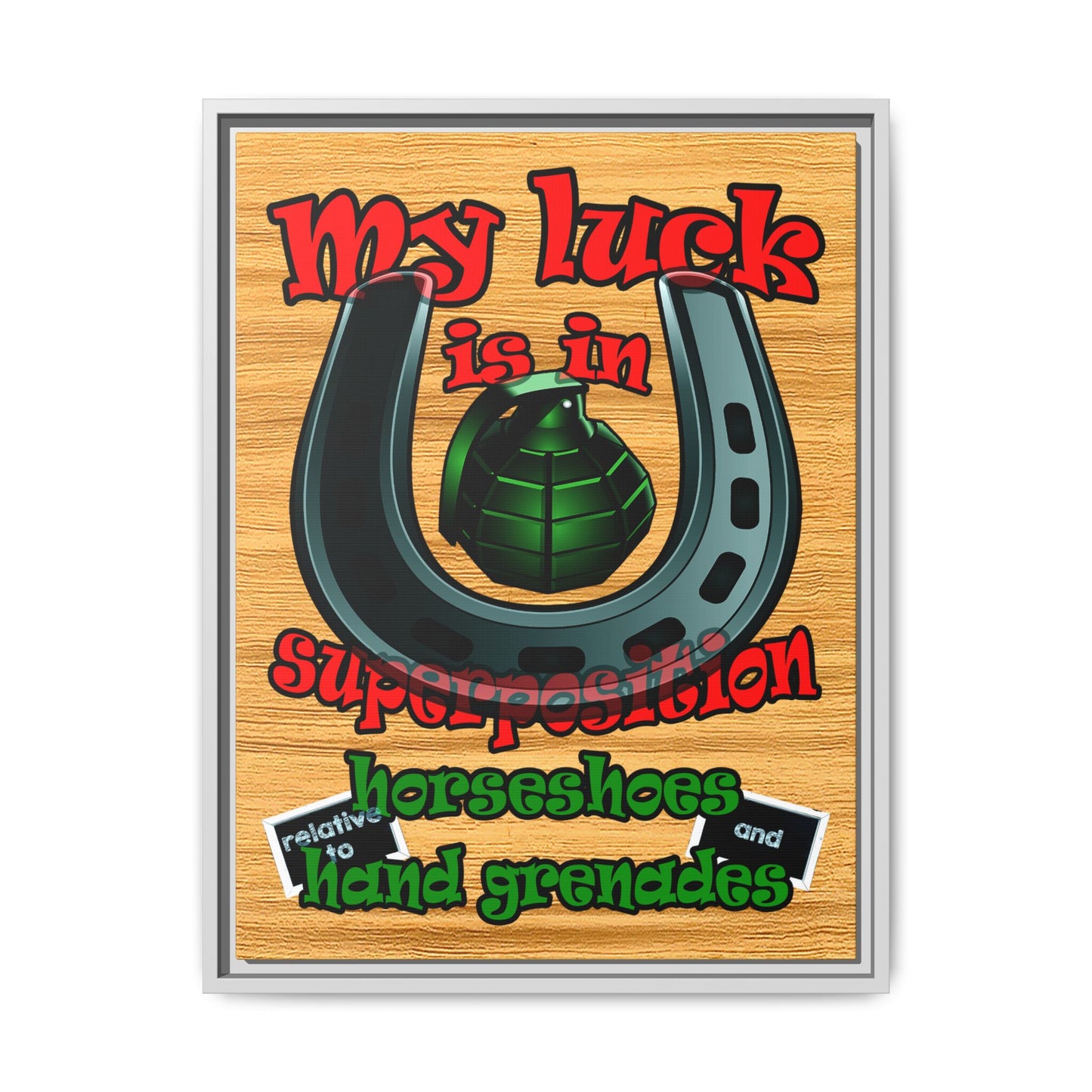 my luck - framed canvas art (butterscotch wood finish)