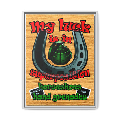 my luck - framed canvas art (butterscotch wood finish)