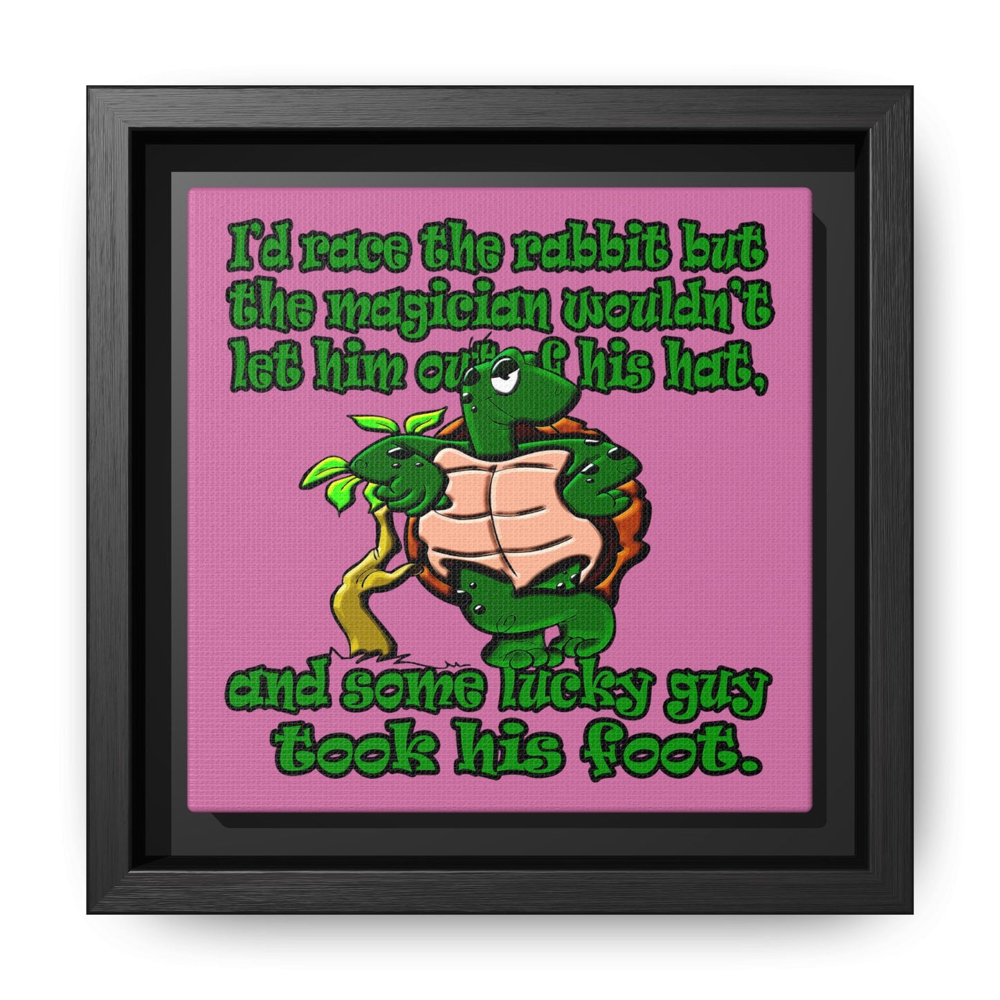 turtle race - framed canvas art (light pink)