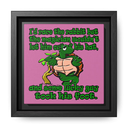 turtle race - framed canvas art (light pink)