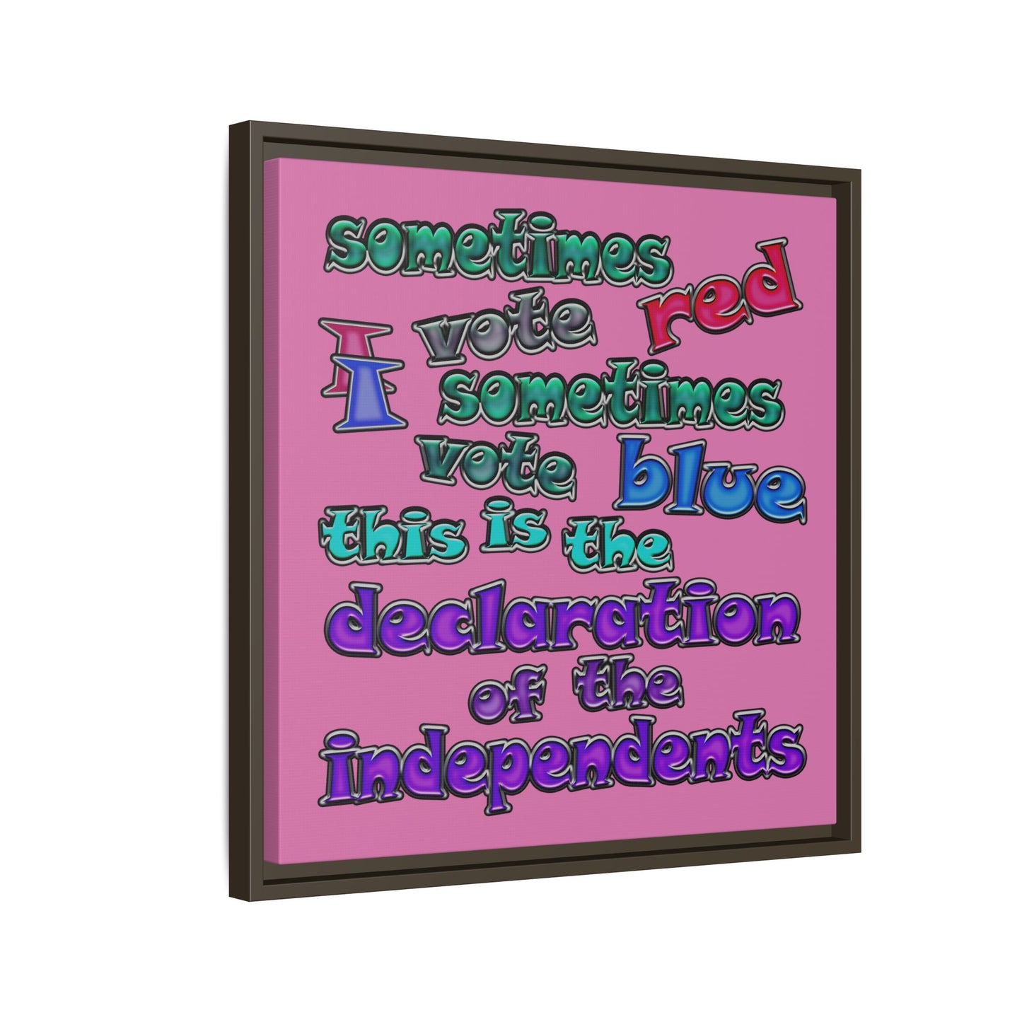 declaration of the independents - framed canvas art (light pink)