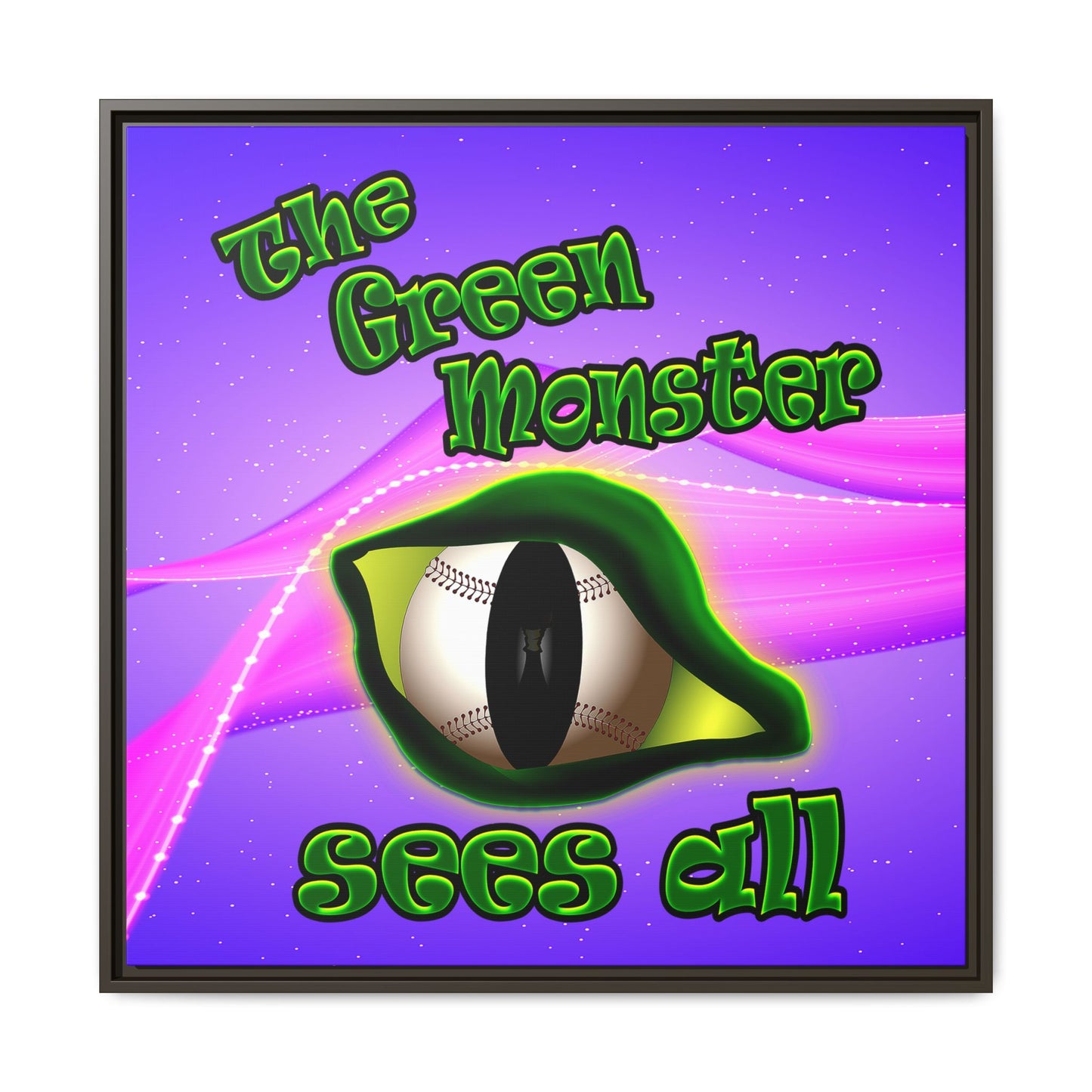 green monster - framed canvas art (purple-pink wave)