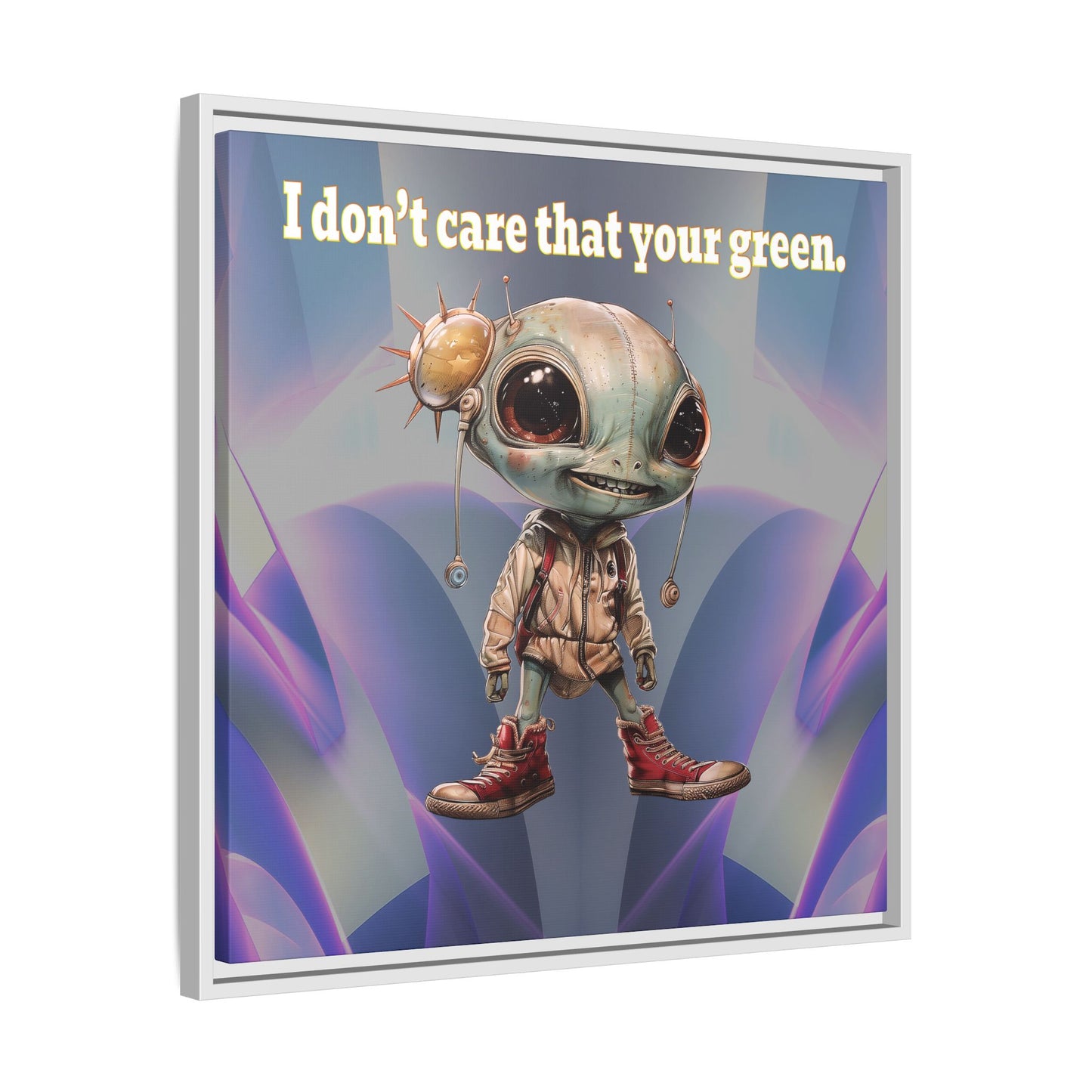 I don't care that your green - framed canvas art (grey-pink wave)