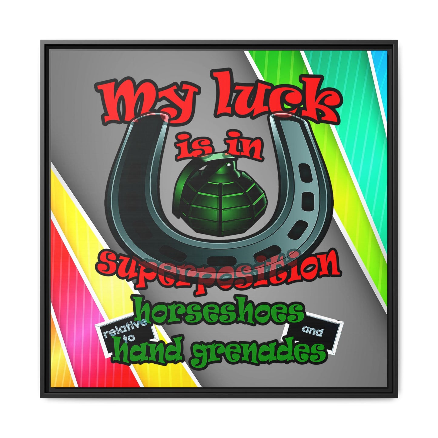 my luck - framed canvas art (rainbow split)