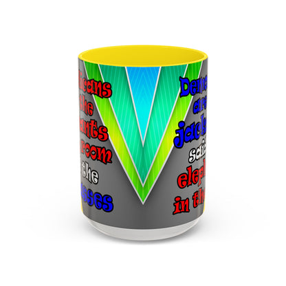 donkeys and elephants - Accent Mug (rainbow split)