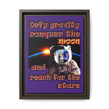 defy conquer reach - framed canvas art (purple)