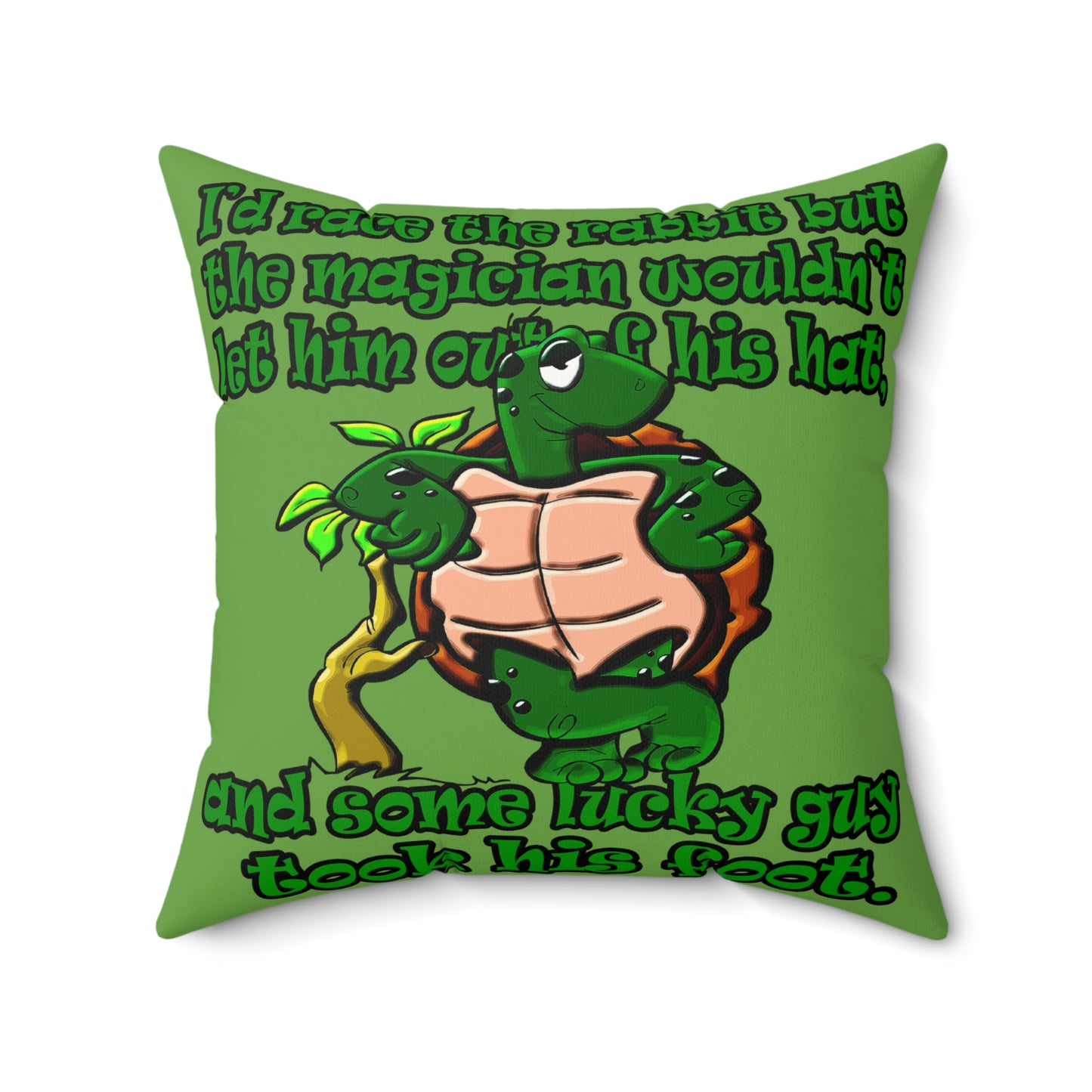 turtle race - Faux Suede Square Pillow - (green)