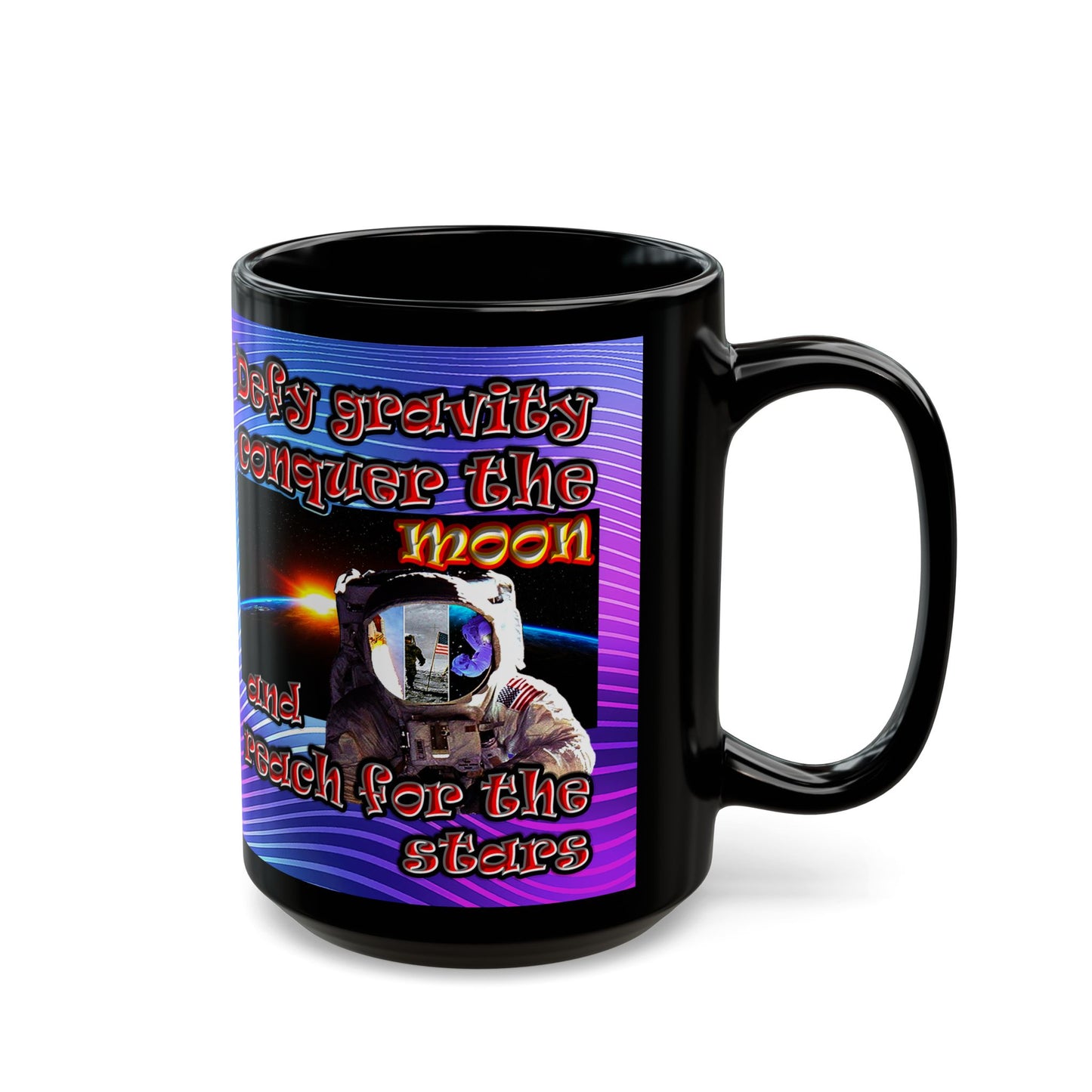 defy conquer reach - Black Mug (purple wave)